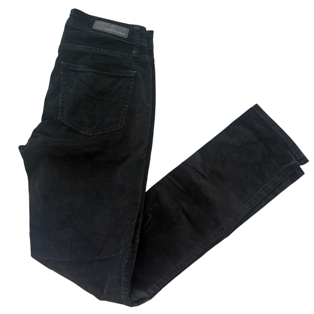 Calvin Klein Jeans Womens Ultimate Skinny Black Corduroy Pants Size 4x32 Stretch